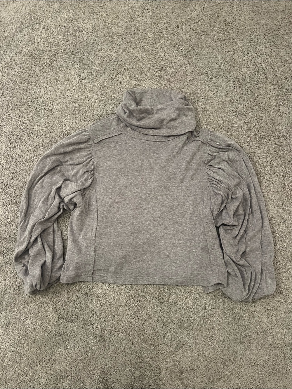 fab'rik Light Gray Turtleneck with Draped Balloon Sleeves